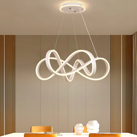 Lustra LED suspendata cu telecomanda INFINITY HALO 138W, lumina Rece/Calda/Neutra, Dimabila, Alb, Inaltime Reglabila [3]