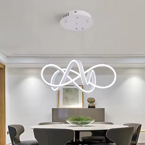 Lustre LED - Lustra LED suspendata cu telecomanda INFINITY HALO 138W, lumina Rece/Calda/Neutra, Dimabila, Alb, Inaltime Reglabila