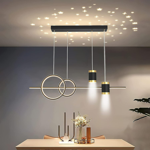 Lustra LED Suspendata MOON, 74W, Dimabila cu Telecomanda, 3 Culori de Lumina, Finisaj Negru Mat, Ø100 cm – Design Modern si Iluminare Inteligenta pentru Interior [3]