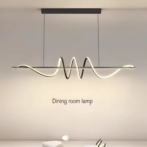 Lustra LED suspendata cu telecomanda RIBBON 66W, Liniara, lumina Rece/Calda/Neutra, Dimabila, Negru, Inaltime Reglabila [1]