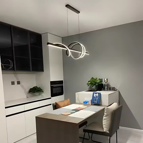 Lustra LED suspendata cu telecomanda RIBBON 66W, Liniara, lumina Rece/Calda/Neutra, Dimabila, Negru, Inaltime Reglabila [2]