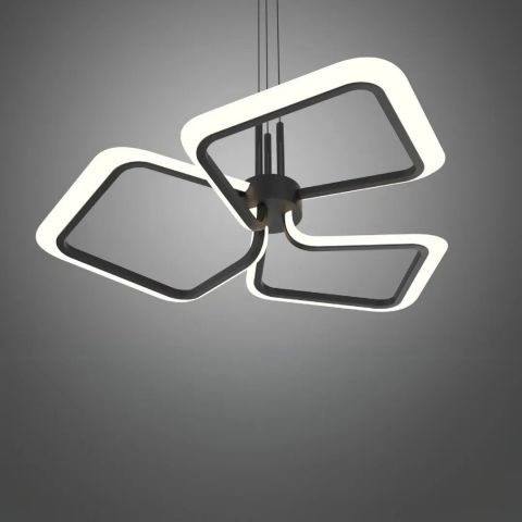 Lustre LED Suspendate - Lustra LED suspendata cu Telecomanda RIMINI 51W, 3 Patrate, lumina Rece/Calda/Neutra, Dimabila, Negru