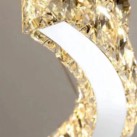 Lustra LED suspendata cu telecomanda si cristal MIA Yonca, 39W, 1 Cerc, lumina Rece/Calda/Neutra, Dimabila, Crom Lucios [2]