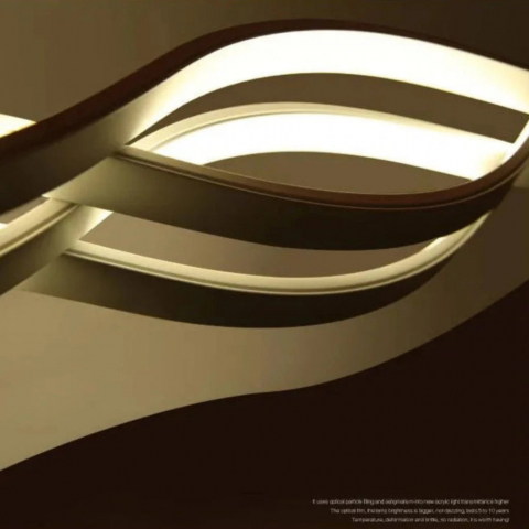 Lustra LED 105W - 140W, Design Modern Ondulat, Alb, Cu Telecomanda, Intensitate si Temperatura de Lumina Reglabile (Rece/Calda/Neutra), Inaltime Ajustabila, Iluminare Puternica si Elega [1]