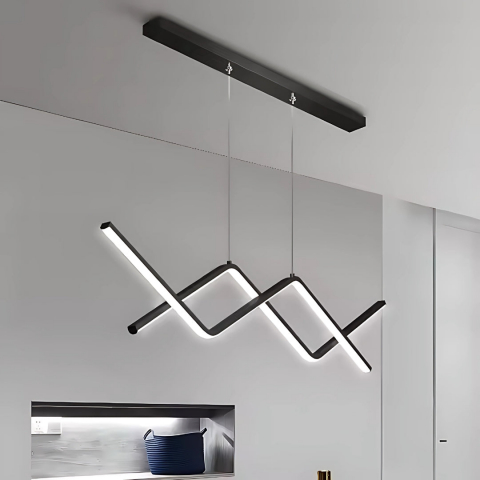 Lustra LED suspendata 48W, dimabila cu telecomanda, lumina rece calda neutra, design modern negru, inaltime reglabila [1]