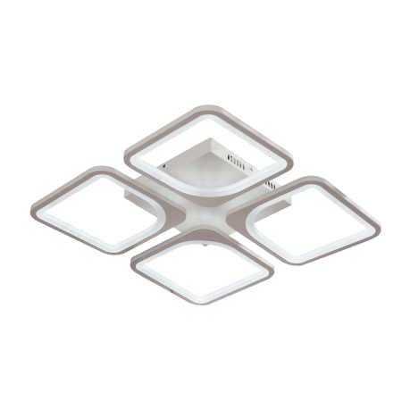 Lustra LED, telecomanda, 52W, Design modern 4 Patrate, lumina Rece/Calda/Neutra, Dimabila, Alb Mat [4]