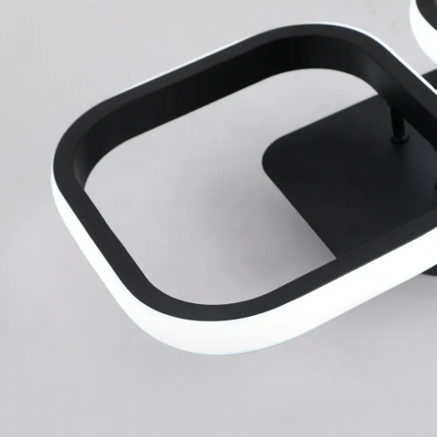 Lustra LED Moderna Grid cu 2 Patrate Paralele, 48W, 3 Tipuri de Lumina (Rece, Calda, Neutra), Design Geometric Minimalist, Finisaj Negru Mat, Iluminare Eficienta pentru Hol, Birou, Dressing [1]