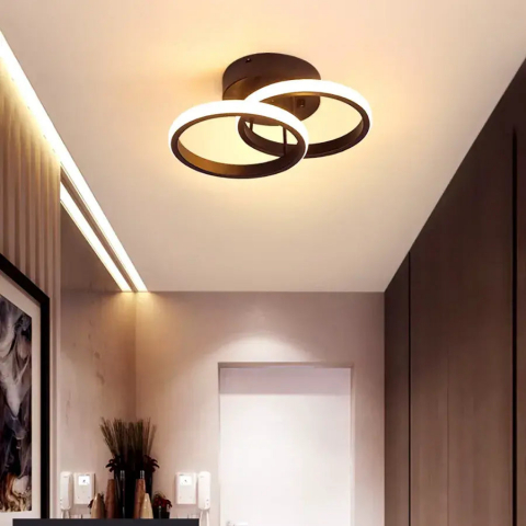 Lustre LED - Lustra LED Circula 24-36W – 2 brate, finisaj negru, design modern - VERTEX