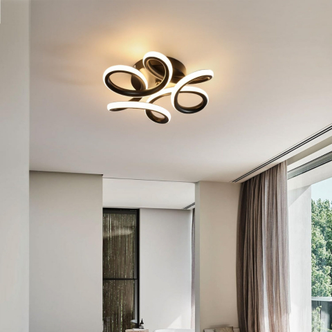 Lustre LED - Lustra LED 15W, negru mat, lumina rece/calda/neutra, design spiral, moderna
