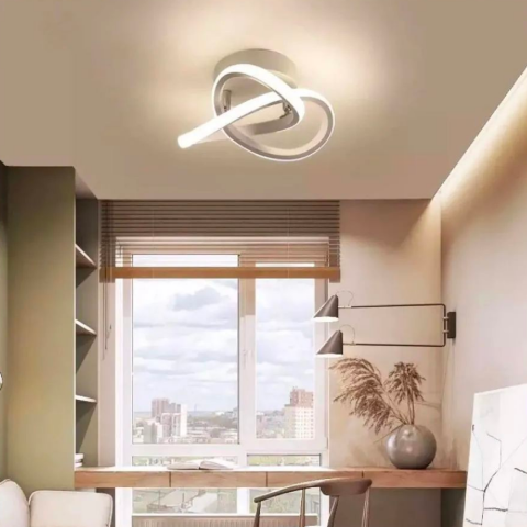 Lustre LED - Lustra LED Alessandro 26W design ondulat, luciu alb, lumina reglabilă 3 tonuri, diametru 26cm