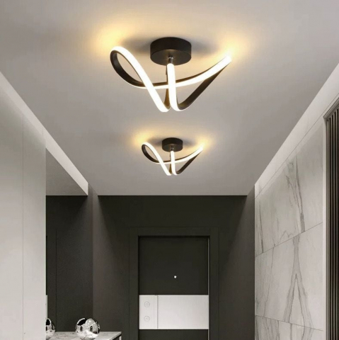 Lustră LED modernă, 36W, finisaj negru, lumină rece/caldă/neutră, model ondulat [0]
