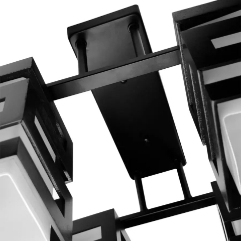 Lustra Lemn VANJA, Abajur Patrat, 4 X Dulie E27, Alb / Negru [2]