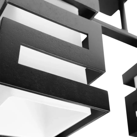 Lustra Lemn VANJA cu Abajur Patrat 2 X Dulie E27 Alb Negru [1]