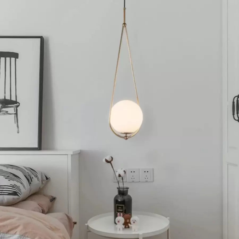 Lustre Clasice Moderne - Lustra LOFT Haven, 1x E27, Alb Auriu, Metal, Inaltime Reglabila