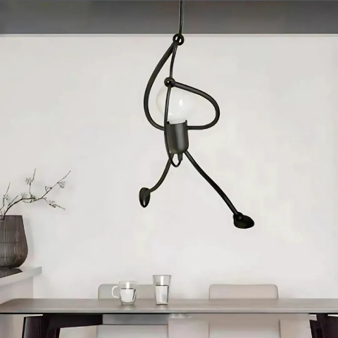 Lustre LED - Lustra MODERNA, tip Pendul, FUNTASIA, Figurina, 1xE27, Inaltime Reglabila, Negru