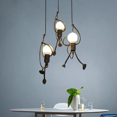 Lustra tip pendul cu design figurativ, 3 socluri E27, inaltime reglabila, negru [4]