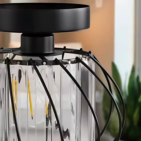 Lustra Monica, 1 X E27, Negru, Metal / Sticla [1]