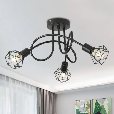 Lustre Moderne - Lustra Shion 3*E27, Negru, Metal