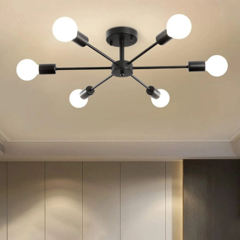 Lustra STAR 6XE27 Negru – Design Industrial Modern [4]