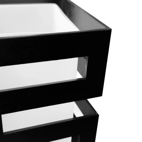 Lustra Alessandro cu abajur patrat 3xE27 alb-negru, metal si sticla, 40x30cm [1]