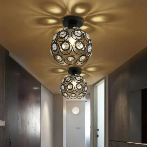 Lustra Vera, 1*E27, Negru, Metal si Cristal [3]