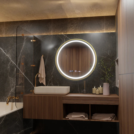 Oglinda LED 60cm aurie si curea detasabila, dezaburire si termometru [4]