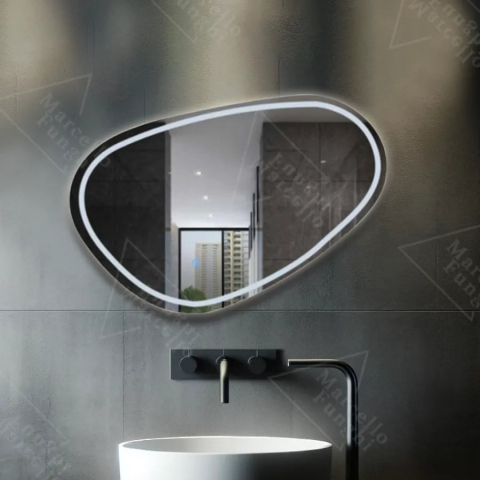 Oglinzi LED Premium - Oglinda LED , 80x45cm, Disegno Touch Marcello, Sistem Dezaburire, Dimabila