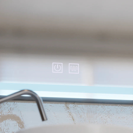 Oglinda LED 90x75 cm, rama neagra, Touch si sistem dezaburire, lumina rece [3]