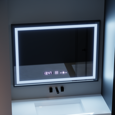 Oglinda LED baie 80x60cm cu senzor, dezaburire, ceas si lumina reglabila [4]