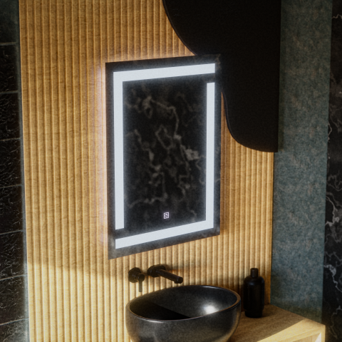 Oglinda LED dreptunghiulara 60x80 cm touch cu lumina rece 6000K [4]