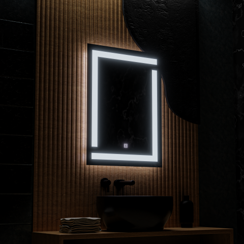 Oglinda LED dreptunghiulara 60x80 cm touch cu lumina rece 6000K [2]