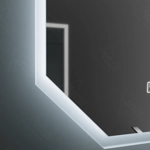 Oglinda LED Poligon, 60X80cm, Hexaluce Senzor MotionGlow Marcello, Sistem Dezaburire, Ceas & Termometru, Dimabila [1]