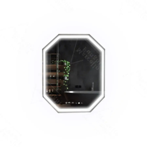 Oglinda LED Poligon, 60x80cm, Ralya Senzor MotionGlow Marcello, Sistem Dezaburire, Ceas & Termometru, Dimabila [2]