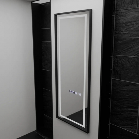 Oglinzi LED Premium - Oglinda LED Rectangula, 60x150cm, Bianca Senzor Radar Marcello, Sistem Dezaburire, Ceas & Termometru, Dimabila, Dressing Couture