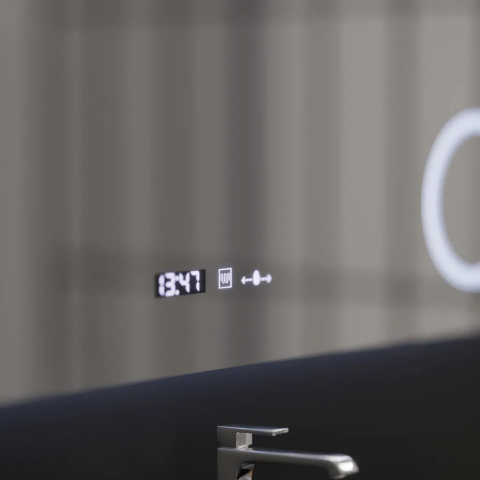 Oglinda LED Rectangulara, 100x60cm, Celeste MotionGlow Marcello, Sistem Dezaburire, Ceas & Termometru, Lupa Cosmetica, Dimabila [1]