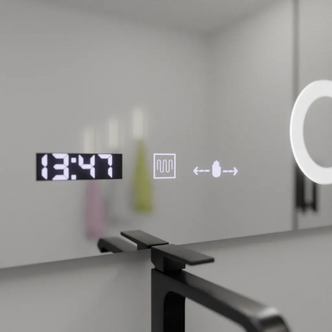 Oglinda LED Rectangulara, 100x80cm, Precision MotionGlow Marcello, Sistem Dezaburire, Ceas & Termometru, Lupa Cosmetica, Dimabila [1]