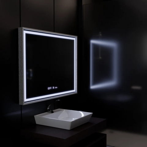 Oglinda LED Rectangulara, 120x80cm, Verite Imperial Silver Motion Glow Marcello, Sistem Dezaburire, Ceas & Termometru, Dimabila [2]
