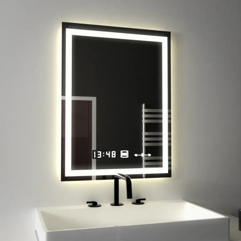 Oglinda LED Rectangulara, 45x60cm, Verite MotionGlow Marcello, Sistem Dezaburire, Ceas & Termometru, Dimabila [1]