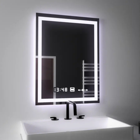 Oglinda LED Rectangulara, 45x60cm, Verite MotionGlow Marcello, Sistem Dezaburire, Ceas & Termometru, Dimabila [3]