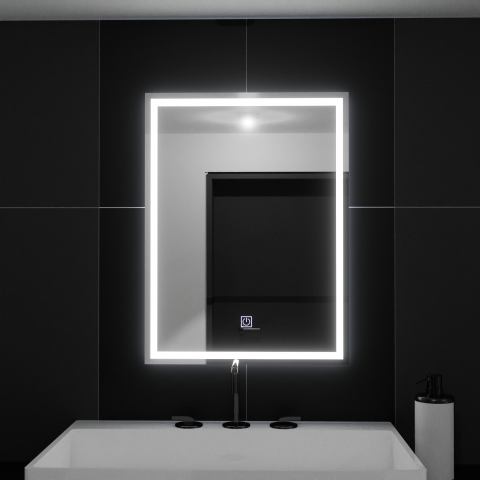 Oglinda LED Rectangulara 50x70 cm, FRAME Basic Touch, Dimabila, Lumina Rece 6000K, Moderna [2]