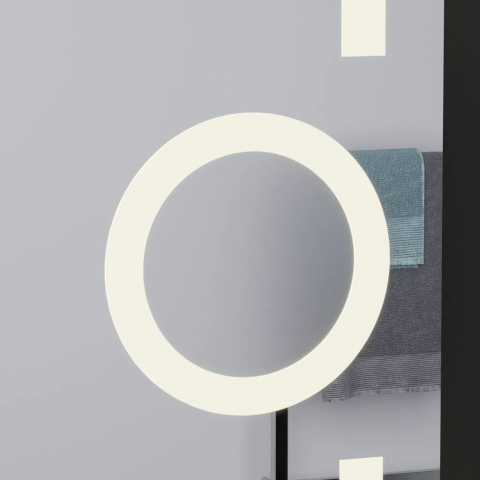 Oglinda LED dreptunghiulara 60x80cm cu ceas, termometru, lupa cosmetica, sistem dezaburire si lumina dimabila, design modern fara rama [3]