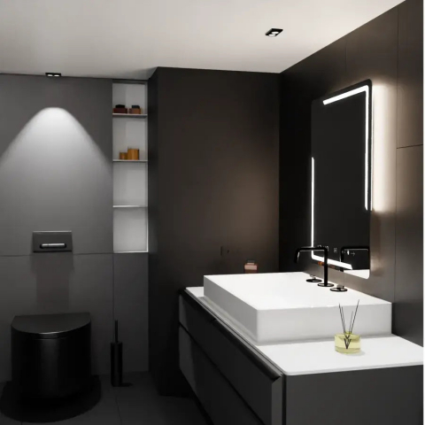 Oglinda LED Rectangulara, 60x80cm, Rayonnement MotionGlow Marcello, Sistem Dezaburire, Ceas & Termometru, Dimabila [2]