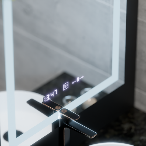 Oglinda LED Rectangulara, 75x90cm, Verite MotionGlow Marcello, Sistem Dezaburire, Ceas & Termometru, Dimabila [1]