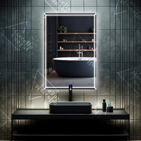 Oglinzi LED Premium - Oglinda LED Rectangulara, 60x80cm, VillayTouch Marcello, Sistem Dezaburire, Dimabila