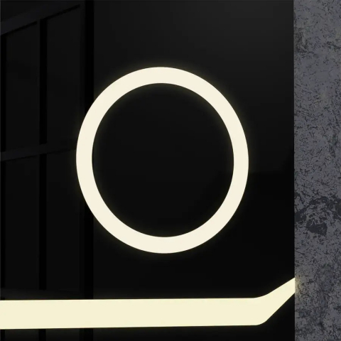 Oglinda LED Rectangulara, 80x60cm, Definition MotionGlow Marcello, Sistem Dezaburire, Ceas & Termometru, Lupa Cosmetica, Dimabila [2]