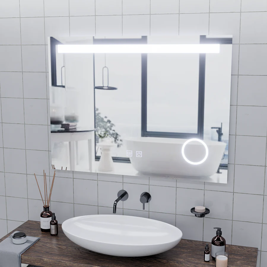 Oglinzi LED Dezaburire - Oglinda LED baie 80x60 cm cu control touch, claritate fara abur si lumina rece