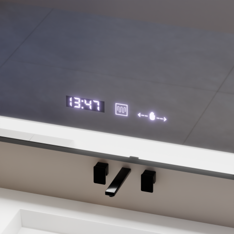Oglinda LED baie 80x60cm cu senzor, dezaburire, ceas si lumina reglabila [3]