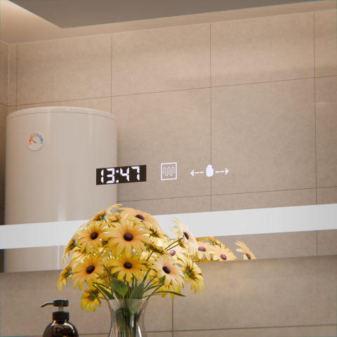 Oglinda LED Rectangulara, 80x60cm, Verite MotionGlow Marcello, Sistem Dezaburire, Ceas & Termometru, Dimabila [1]