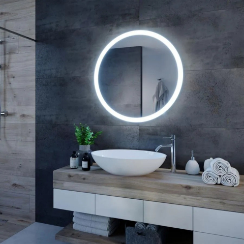 Oglinda LED rotunda 50cm cu touch, sistem dezaburire si lumina dimabila, moderna pentru baie/dormitor [1]