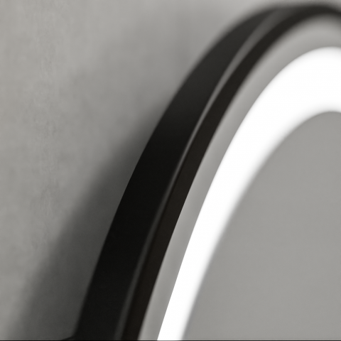 Oglinda LED Rotunda 60cm MotionGlow – Dimabila, Cu Dezaburire, Ceas & Termometru, Design Modern Elegant pentru Baie [1]